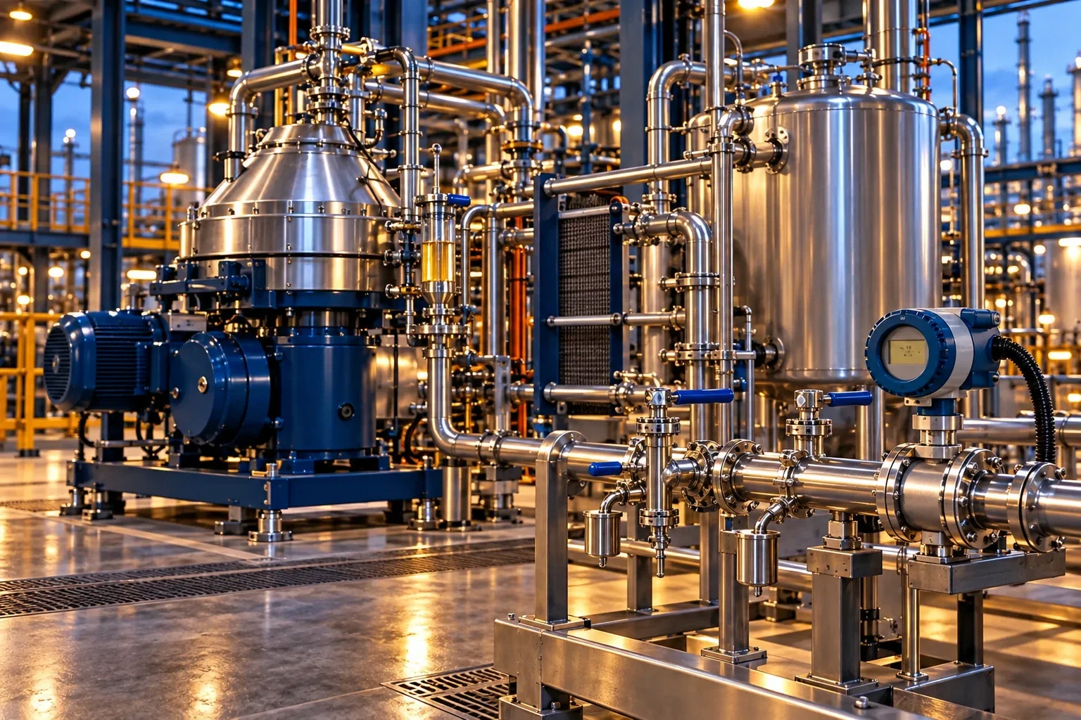 Conceptual engineering visualization: Installed vertical centrifuge separator: Centrifuge Trial Performance, Documentation, and Supplier Tradeoff Analysis