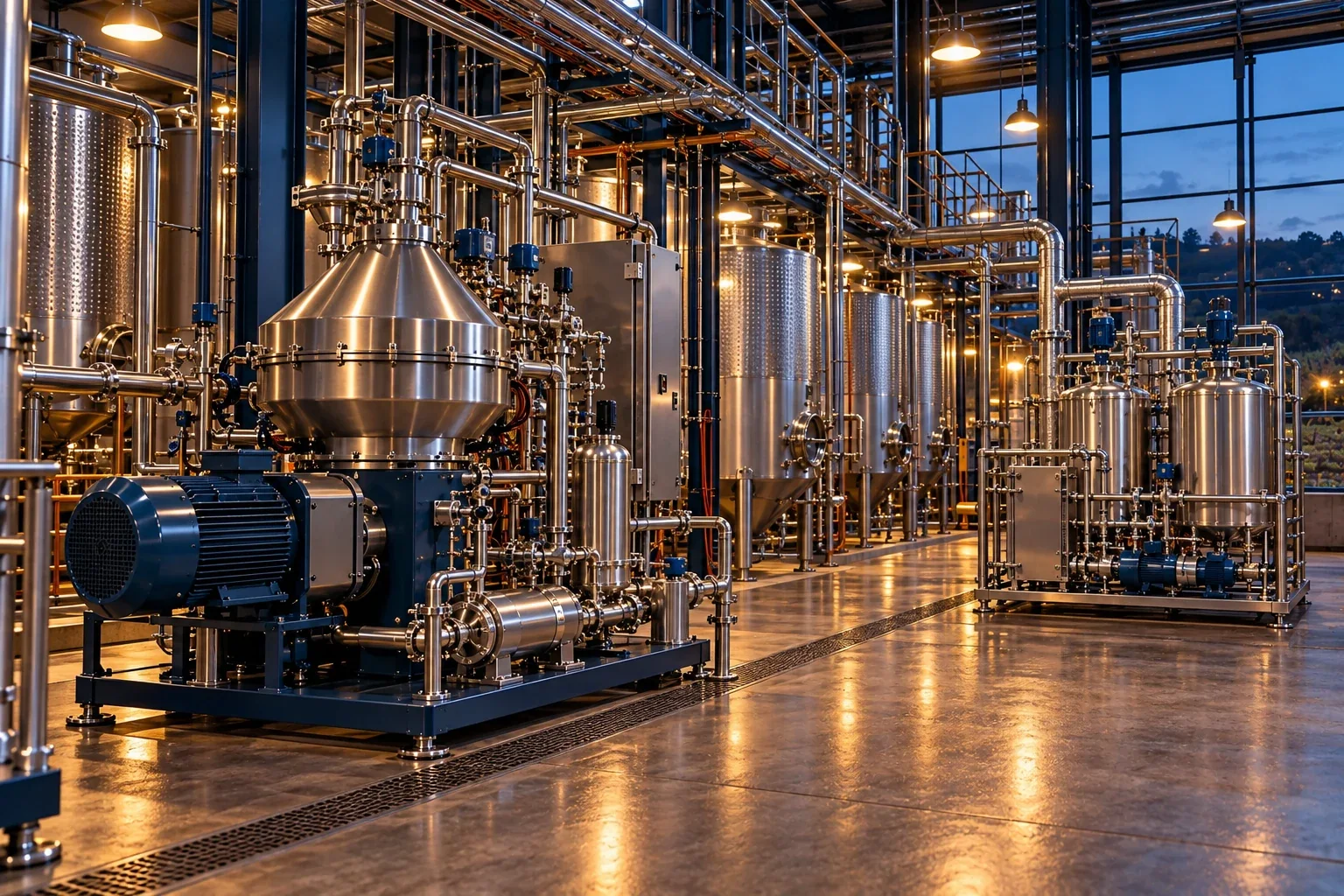 Conceptual visualization: Winery Centrifuge and CIP Interface Engineering + Vinegar Transfer Centrifuge Loop