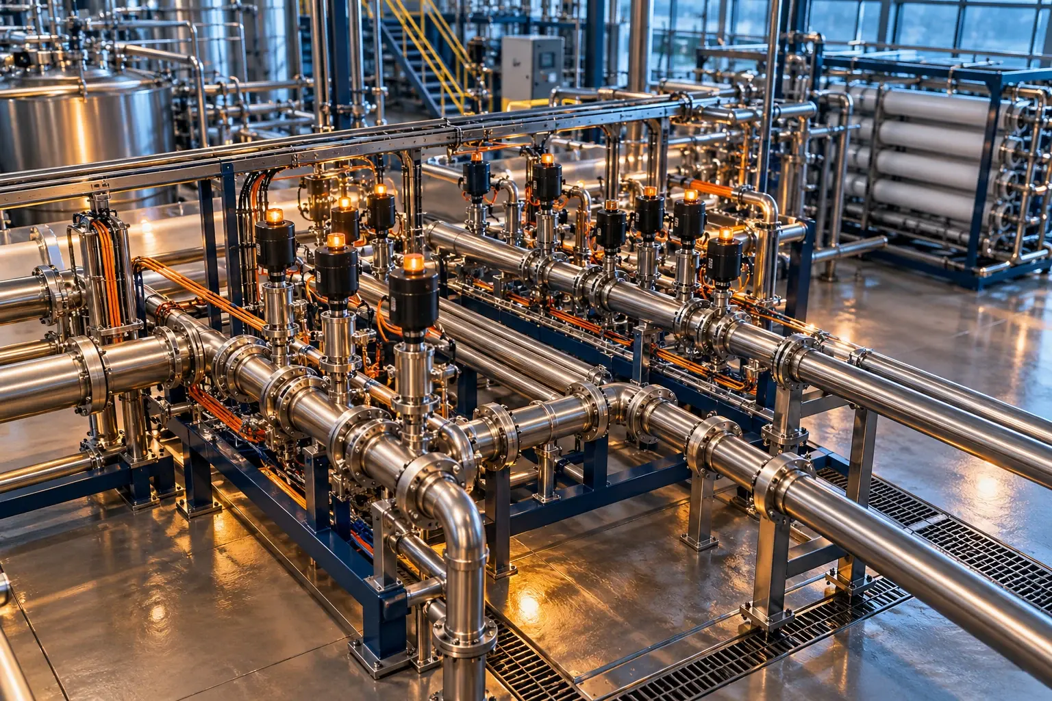 Conceptual engineering visualization: Automated Infeed / Permeate Manifold and Vinegar Path Segregation
