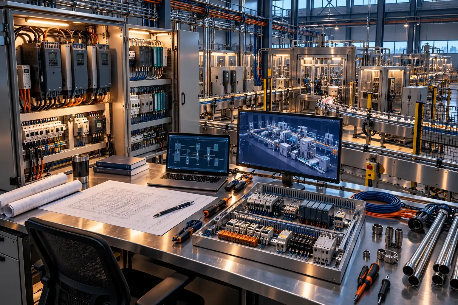 Conceptual engineering visualization: Lines 1 & 2 Electrical and Controls Architecture