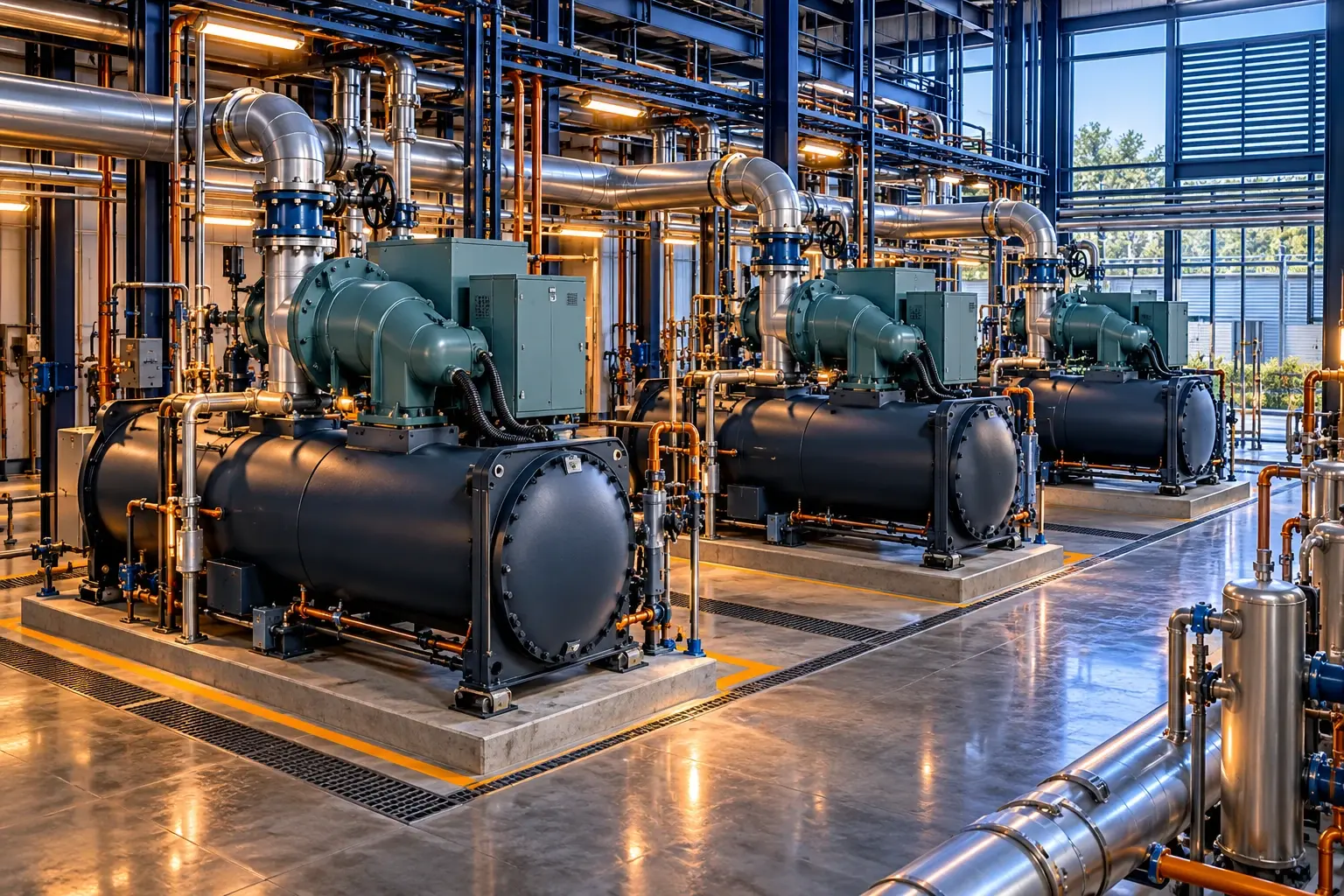 Conceptual engineering visualization: 3x 160-Ton Chiller Production Cooling Upgrade
