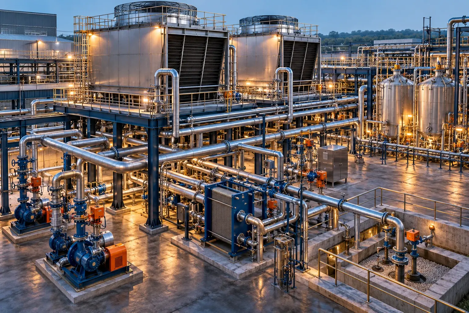 Conceptual engineering visualization: $1.2M Cooling Tower, Chiller Circuit, and Injection Well System Retrofit