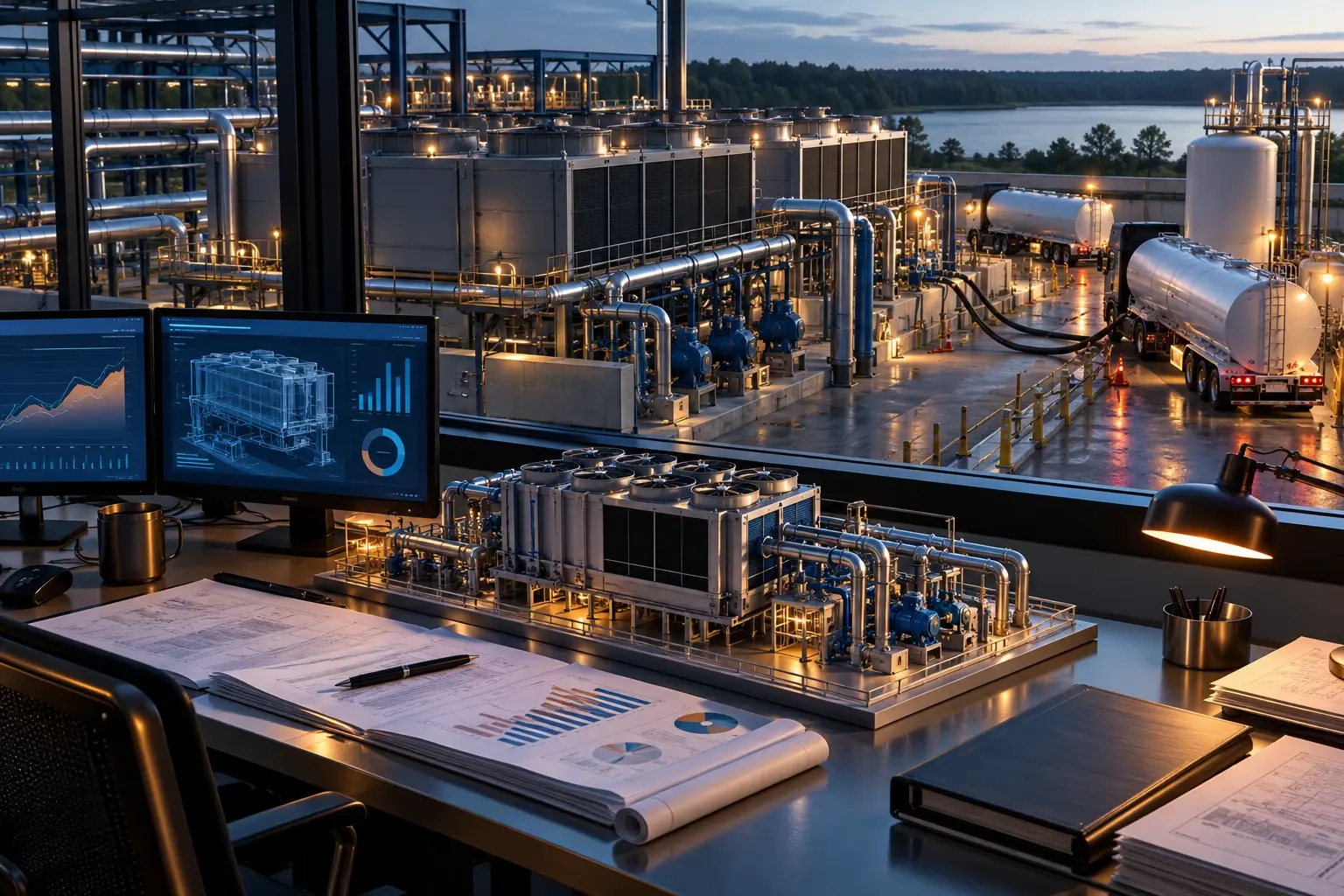 Conceptual engineering visualization: Cooling downtime-cost and repair-risk analysis