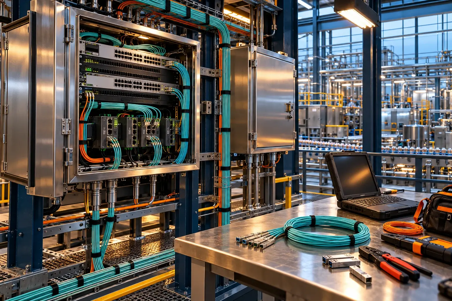 Conceptual engineering visualization: Fiberoptic OT Network Phase 1 and Phase 2, Configuration and Cutover Execution