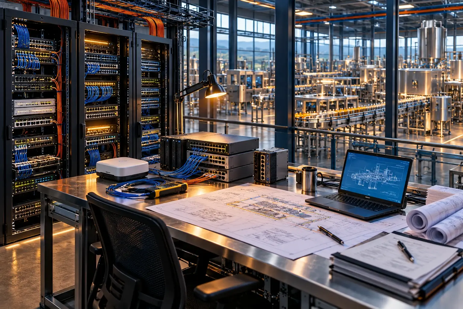 Conceptual engineering visualization: Managed engineering-network standard and OT VLAN migration basis