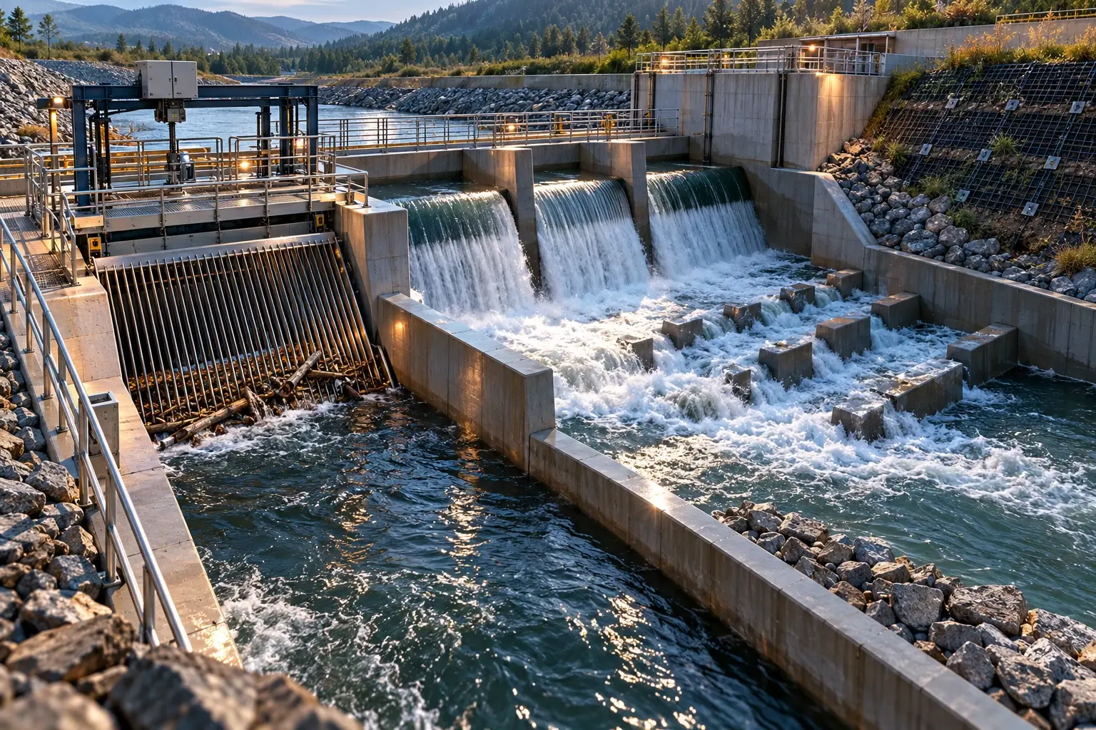 Conceptual engineering visualization: Full Drainage Channel & Weir System