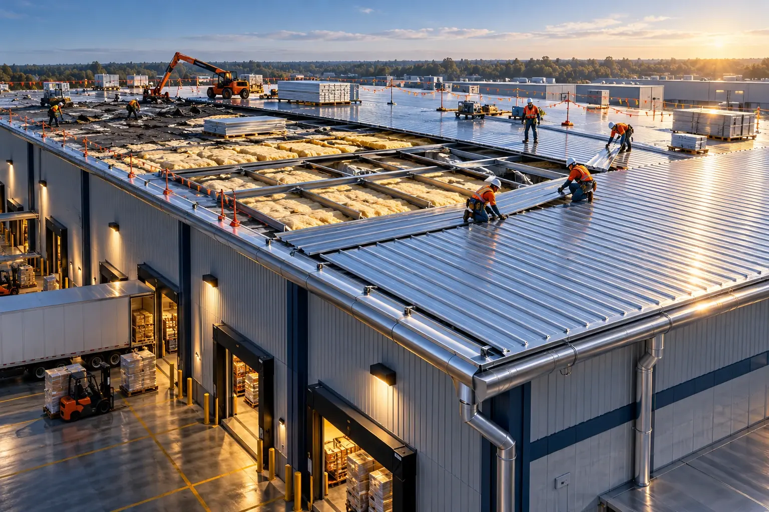 Conceptual engineering visualization: Warehouse Roof and Gutter Replacement