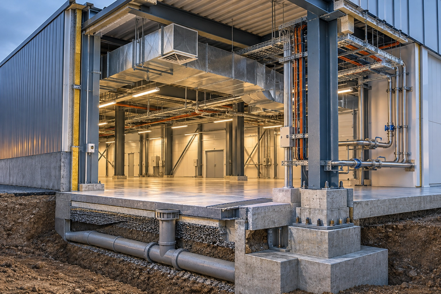 Conceptual engineering illustration: building services coordination