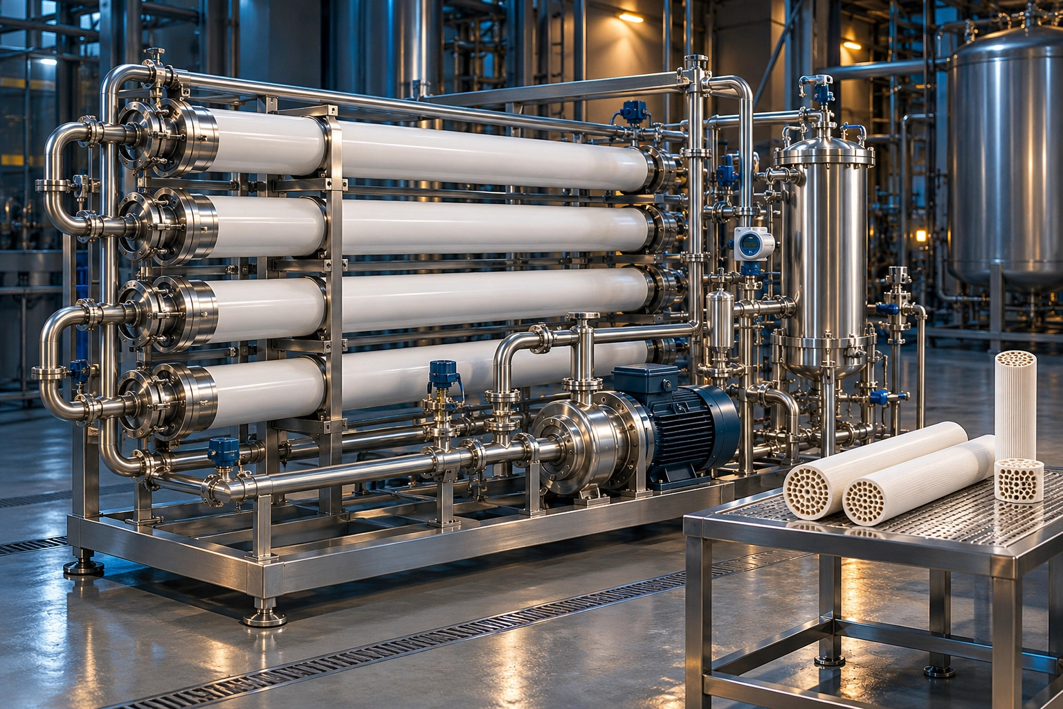 Conceptual engineering illustration: ceramic filtration