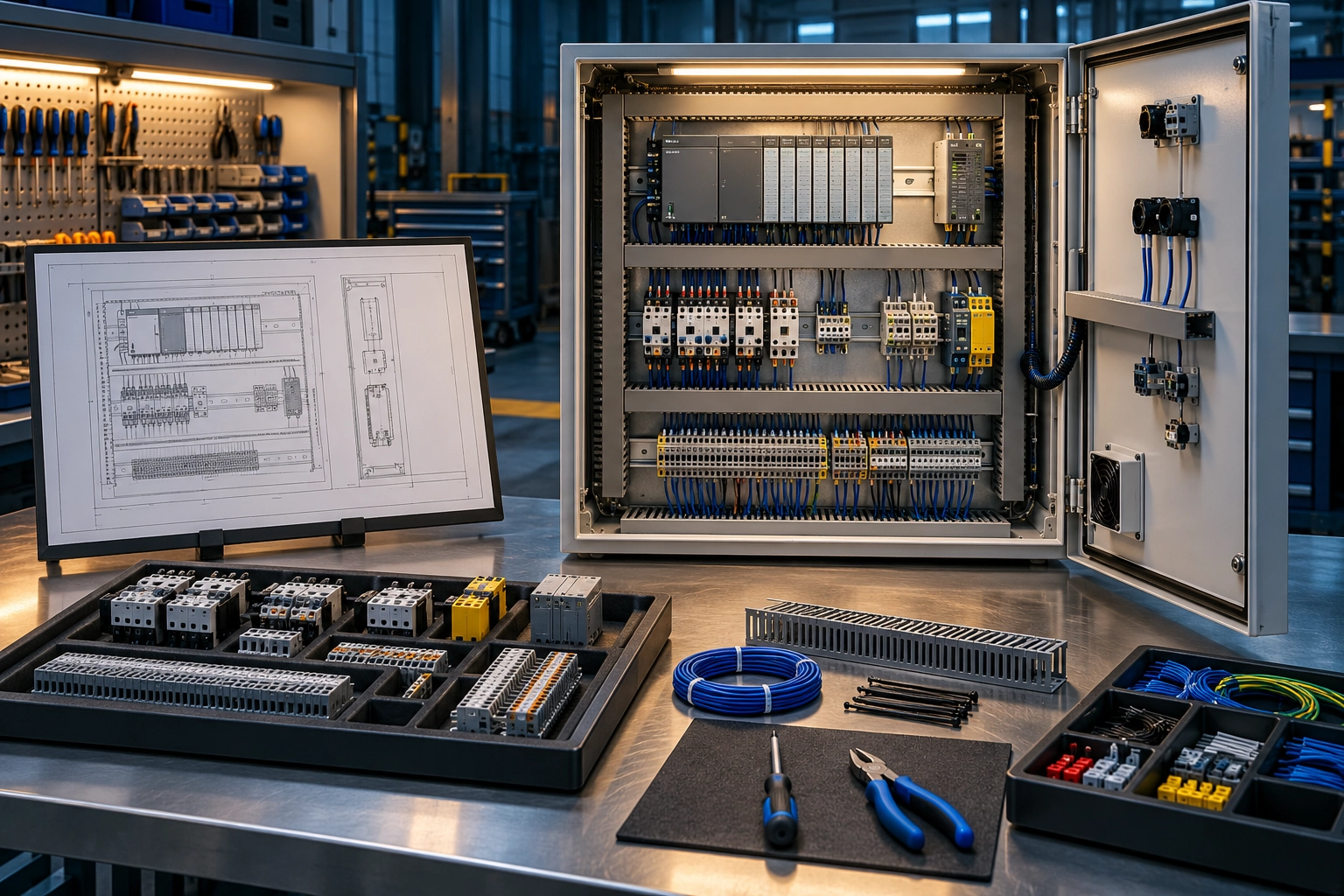 Conceptual engineering illustration: control panel fabrication