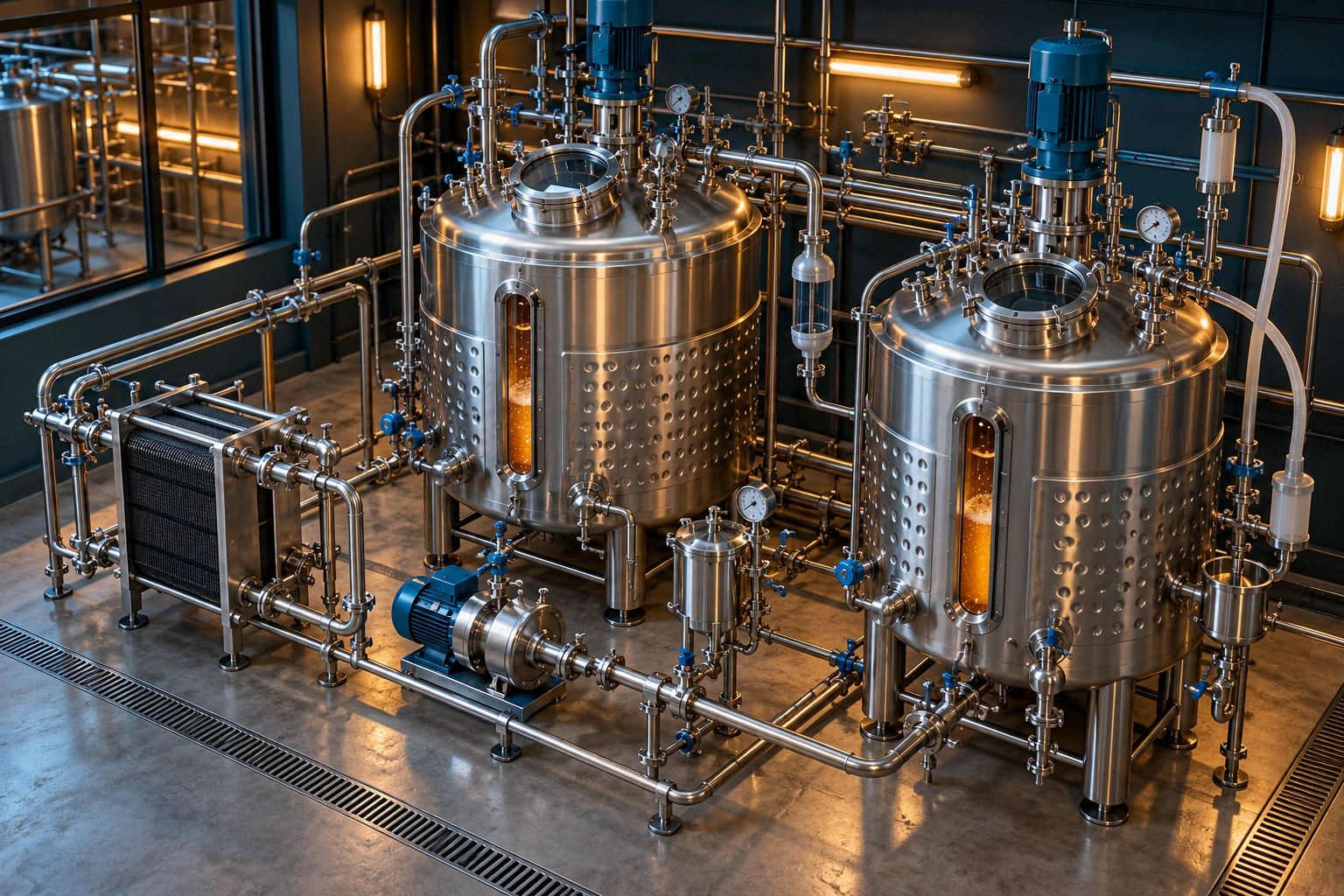 Conceptual engineering illustration: fermentation process