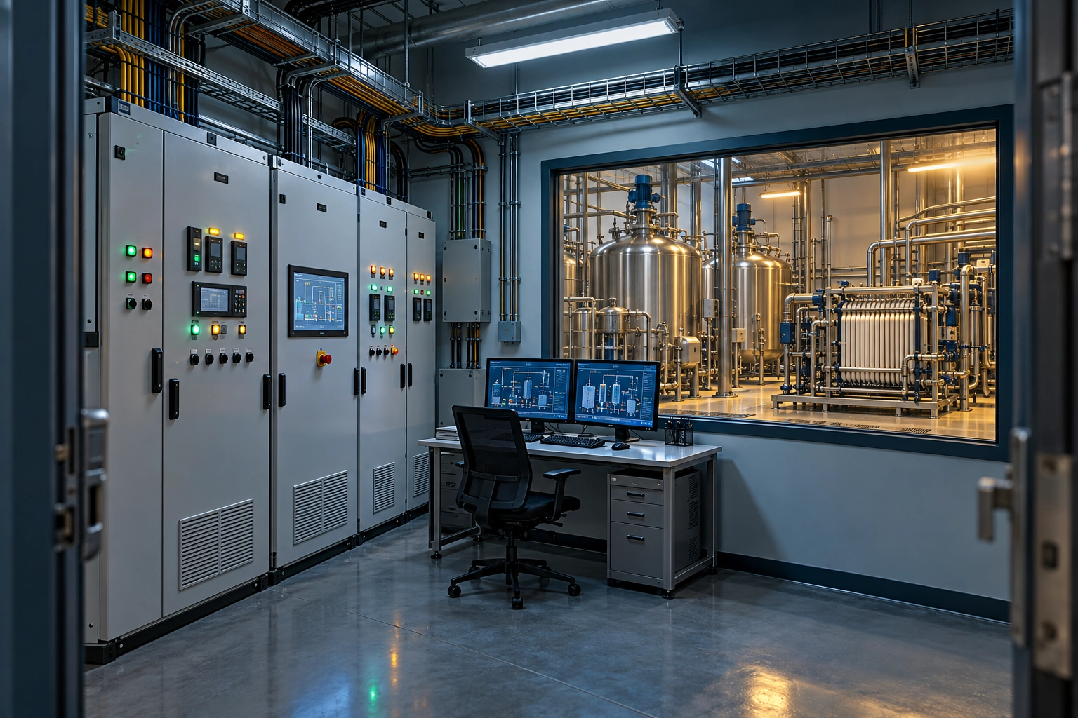 Conceptual engineering illustration: filtering room control room