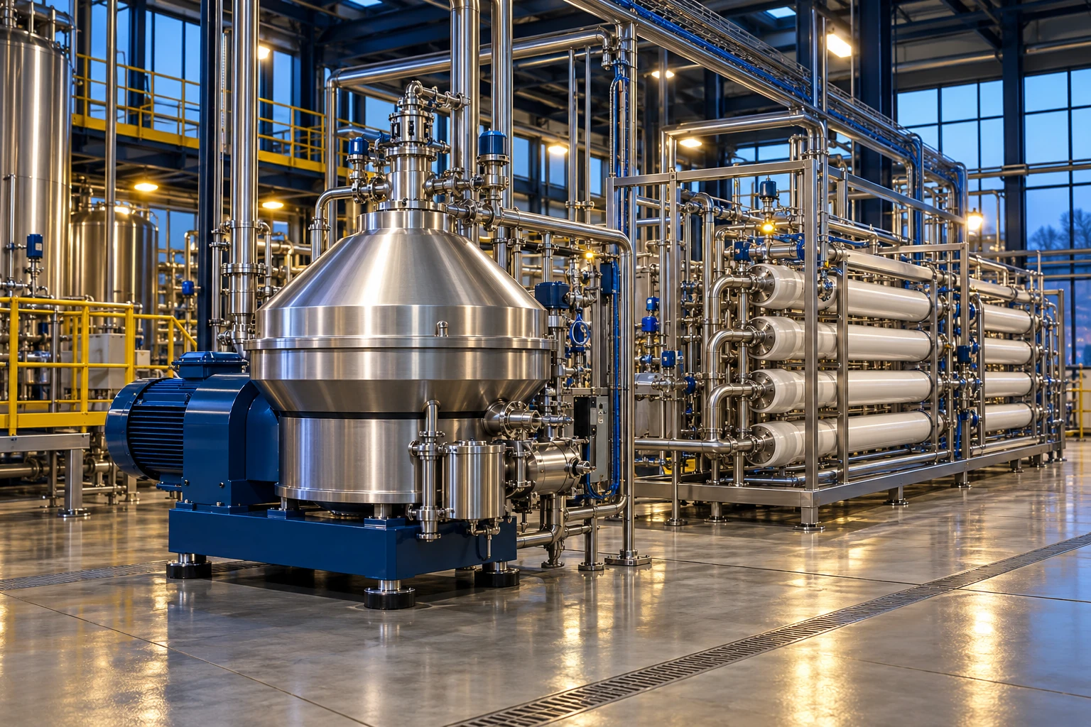 Conceptual engineering illustration: Wine Clarification and Vinegar Polishing Modernization · AI generated